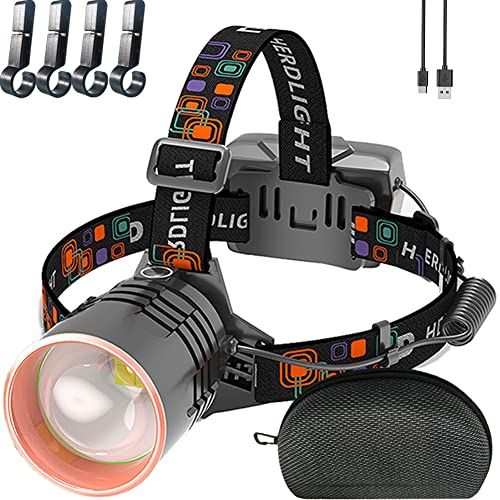  Swanlake Led Headlamps for Adults Rechargeable,10000 High Lumen,Zoomable Waterproof ,Super Bright Head Flashlight, High Power Outdoor Head Lamp for Adult Work at Night Camping Adventures Hi