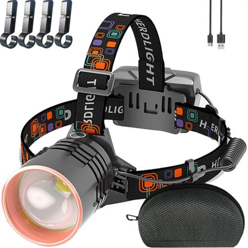  Swanlake Led Headlamps for Adults Rechargeable,10000 High Lumen,Zoomable Waterproof ,Super Bright Head Flashlight, High Power Outdoor Head Lamp for Adult Work at Night Camping Adventures Hi