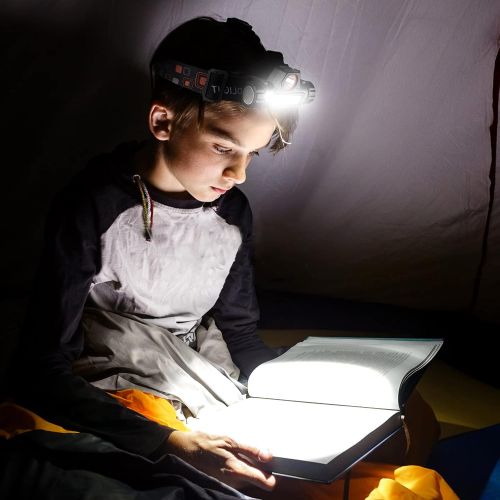  Swanlake Led Headlamp Rechargeable COB Wide Beam Headlamp, Lightweight and Bright Head Flashlight for Adults and Kids Reading Outdoor Running Camping Hiking