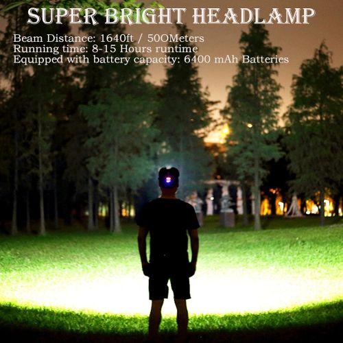  Swanlake LED Headlamp Rechargeable, 10000 High Lumens Super Bright Outdoors Headlamps,5 Modes Adjustable Zoomable Motion Sensor Head Flashlight for Adults Kids Running Camping Hiking Walkin