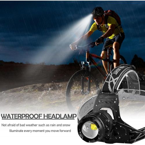  Swanlake LED Headlamp Rechargeable, 10000 High Lumens Super Bright Outdoors Headlamps,5 Modes Adjustable Zoomable Motion Sensor Head Flashlight for Adults Kids Running Camping Hiking Walkin