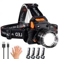 Swanlake Rechargeable Headlamp, 2000 High Lumen LED Head Flashlight, with Battery and Motion Sensor Head Lamp, Waterproof, Zoomable Outdoor Headlamp for Camping Hiking Running Cycling Fishi