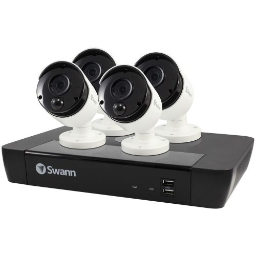  Swann SWNVK-885804-US 8-Channel 4K NVR with 2TB HD & 4 True Detect Bullet Cameras with Audio