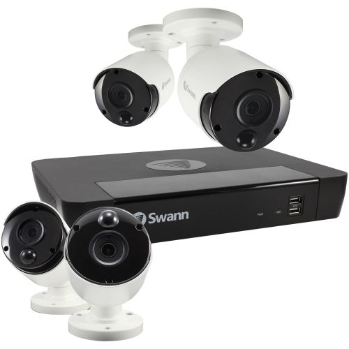  Swann SWNVK-885804-US 8-Channel 4K NVR with 2TB HD & 4 True Detect Bullet Cameras with Audio