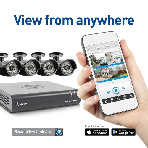  Swann HD (1280 x 720) Security System, 4 Channel DVR with 4 x High Definition 1MP Pro-A850 Weatherproof Aluminum Surveillance Cameras, Motion Detection daynight, HDMI & VGA output