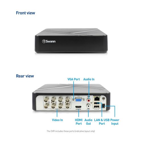  Swann SWDVK-HDHOMK88-US DVR8-1575 TVI 720A  500GB  8 x HDCAM Bullet White Surveillance DVR Kit, Black