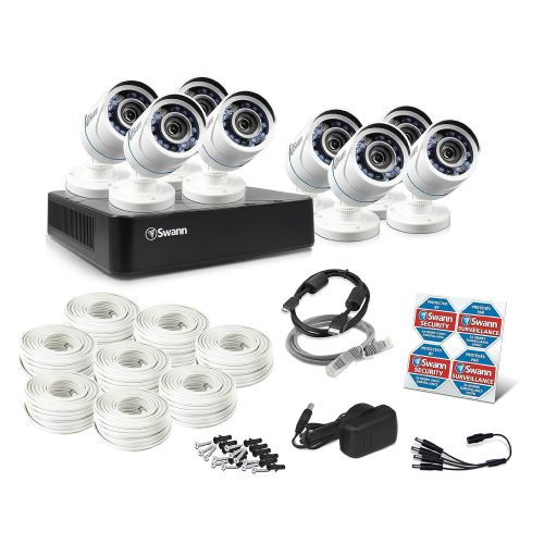  Swann SWDVK-HDHOMK88-US DVR8-1575 TVI 720A  500GB  8 x HDCAM Bullet White Surveillance DVR Kit, Black