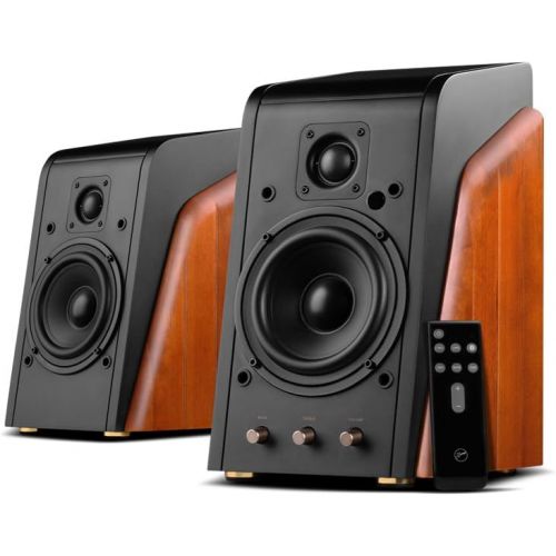  Swan Speakers - M200MKIII+ - Powered 2.0 Bluetooth Bookshelf Speakers - HiFi speakers - 1.1 Dome Tweeters - 5.25 Midbass Drivers - Solid Wood Cabinet - Highly Detailed Playback of