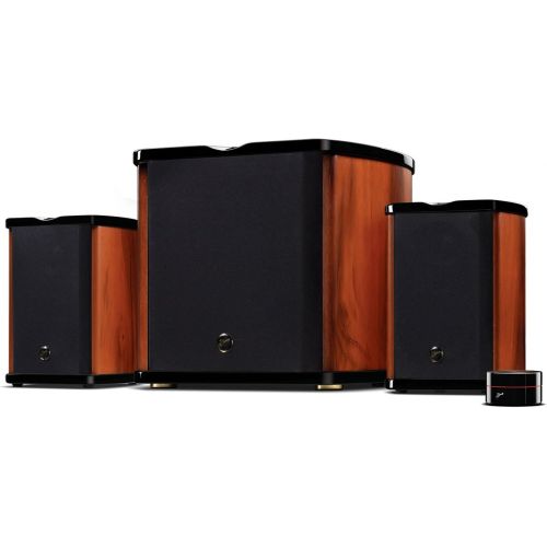  Swans Speakers Swan Speakers - M20-5.1 - 5.1 Powered Bookshelf Speakers - Wooden Cabinets - 65W RMS 8 Subwoofer - Powerful Bass - Compact Luxurious Home Theater - Remote Control