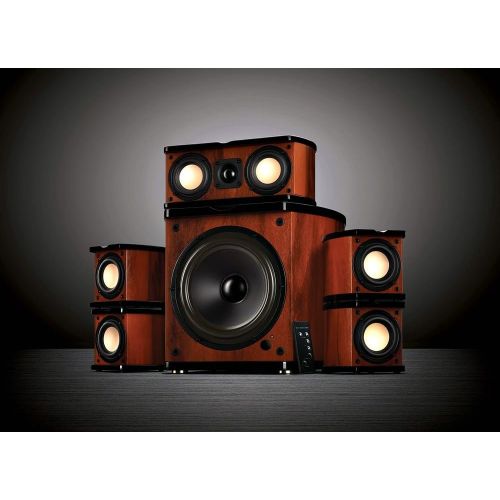  Swans Speakers Swan Speakers - M20-5.1 - 5.1 Powered Bookshelf Speakers - Wooden Cabinets - 65W RMS 8 Subwoofer - Powerful Bass - Compact Luxurious Home Theater - Remote Control