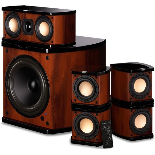  Swans Speakers Swan Speakers - M20-5.1 - 5.1 Powered Bookshelf Speakers - Wooden Cabinets - 65W RMS 8 Subwoofer - Powerful Bass - Compact Luxurious Home Theater - Remote Control