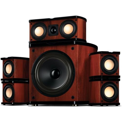  Swans Speakers Swan Speakers - M20-5.1 - 5.1 Powered Bookshelf Speakers - Wooden Cabinets - 65W RMS 8 Subwoofer - Powerful Bass - Compact Luxurious Home Theater - Remote Control