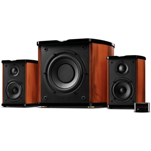  Swans Speakers Swan Speakers - M20-5.1 - 5.1 Powered Bookshelf Speakers - Wooden Cabinets - 65W RMS 8 Subwoofer - Powerful Bass - Compact Luxurious Home Theater - Remote Control