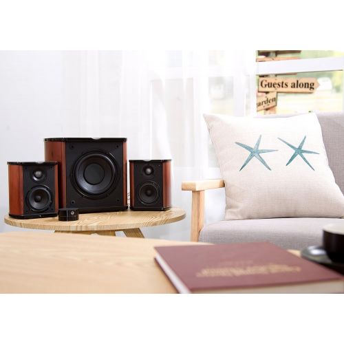  Swans Speakers Swan Speakers - M20-5.1 - 5.1 Powered Bookshelf Speakers - Wooden Cabinets - 65W RMS 8 Subwoofer - Powerful Bass - Compact Luxurious Home Theater - Remote Control