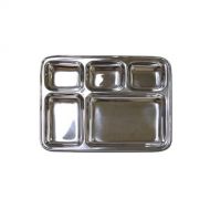 Swara Online Rectangular Divided Dinner Plate | Stainless Steel Plates | Stainless Steel Divided Plates | 5 Compartment Food tray | (Design 2)