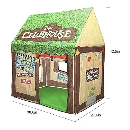  Swehouse Clubhouse Tent Kids Play Tents for Boys School Toys for Indoor and Outdoor Games Children Playhouse with Roll-up Door and Windows