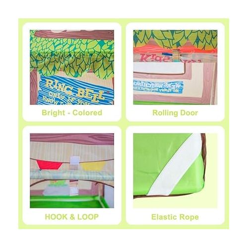  Swehouse Clubhouse Tent Kids Play Tents for Boys School Toys for Indoor and Outdoor Games Children Playhouse with Roll-up Door and Windows