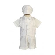 Swea Pea & Lilli Boy Shantung Striped Organza Vest and Shorts with Matching Hat Christening