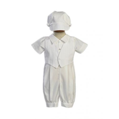  Swea Pea & Lilli Cotton-Poly Christening Romper and Embroidered Vest