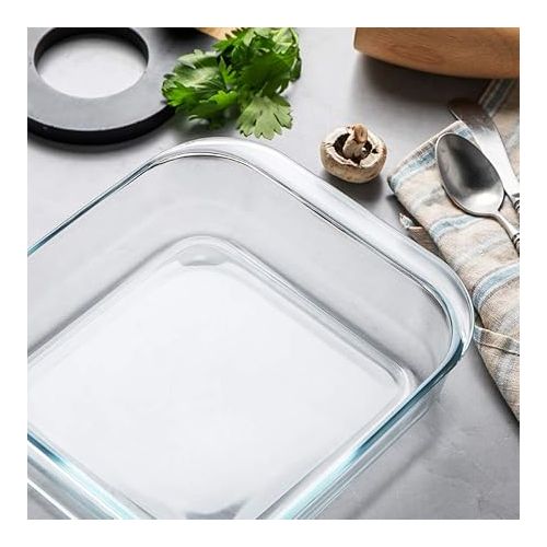  SWEEJAR Glass Bakeware, Rectangular Baking Dish Lasagna Pans for Cooking, Kitchen, Cake Dinner, Banquet and Daily Use, 9.4 x 9.4 x 2.4 Inches of Baking Pans