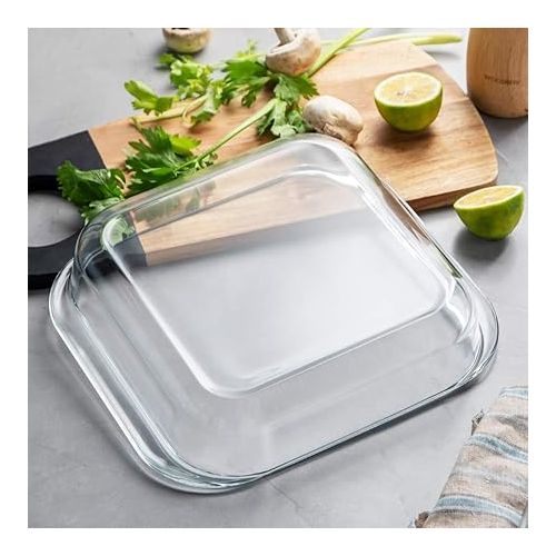  SWEEJAR Glass Bakeware, Rectangular Baking Dish Lasagna Pans for Cooking, Kitchen, Cake Dinner, Banquet and Daily Use, 9.4 x 9.4 x 2.4 Inches of Baking Pans