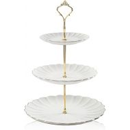 Sweejar 3 Tier Ceramic Cake Stand Wedding, Dessert Cupcake Stand for Tea Party Serving Platter (White)