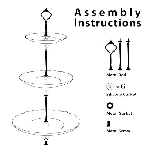  Sweejar 3 Tier Ceramic Cake Stand Wedding, Dessert Cupcake Stand for Tea Party Serving Platter (White)