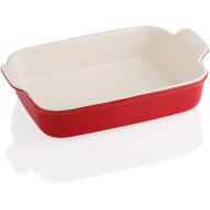 Sweejar Porcelain Baking Dish, Casserole Dish for Oven, 13 x 9.8 Inch Rectangular Bakeware, Lasagna Pan Deep with Handles for Cooking, Cake, Dinner, Kitchen, Banquet and Daily Use (Red)