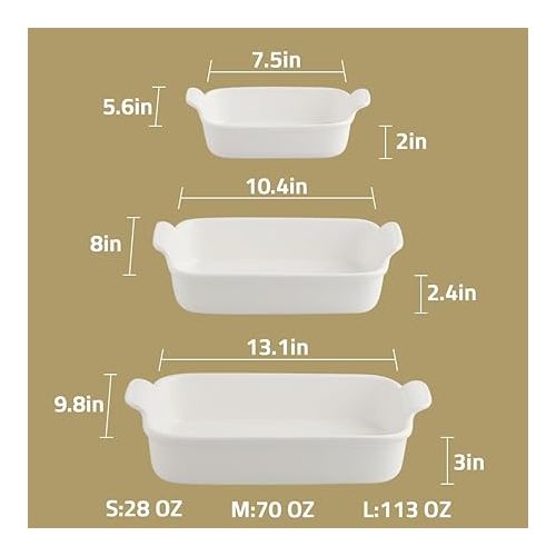  Sweejar Porcelain Bakeware Set for Cooking, Ceramic Rectangular Baking Dish Lasagna Pans for Casserole Dish, Cake Dinner, Kitchen, Banquet and Daily Use, 13 x 9.8 inch(Red)