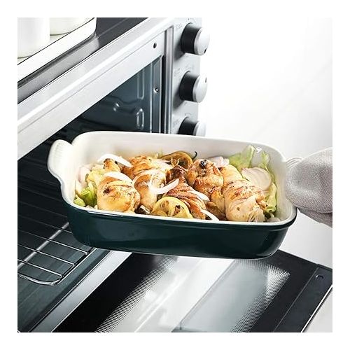  Sweejar Porcelain Bakeware Set for Cooking, Ceramic Rectangular Baking Dish Lasagna Pans for Casserole Dish, Cake Dinner, Kitchen, Banquet and Daily Use, 13 x 9.8 inch(Jade)