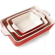 Sweejar Ceramic Bakeware Set, Rectangular Baking Dish Lasagna Pans for Cooking, Kitchen, Cake Dinner, Banquet and Daily Use, 11.8 x 7.8 x 2.75 Inches of Baking Pans (Red)