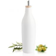 Sweejar Matte Olive Oil Dispenser Bottle for Kitchen Counter, 17 Oz Ceramic Opaque Oil Cruet with Spout, Oil Dispenser for EVOO, Vinegar, Coffee Syrups, Liquids, Pack of 1 (White)