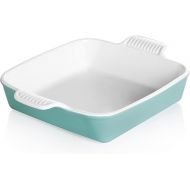 Sweejar Ceramic Baking Dish, 9 x 9 Cake Baking Pan for Brownie, Porcelain Square Bakeware with Double Handle for Casserole, Lasagna, Family Dinner (Turquosie)