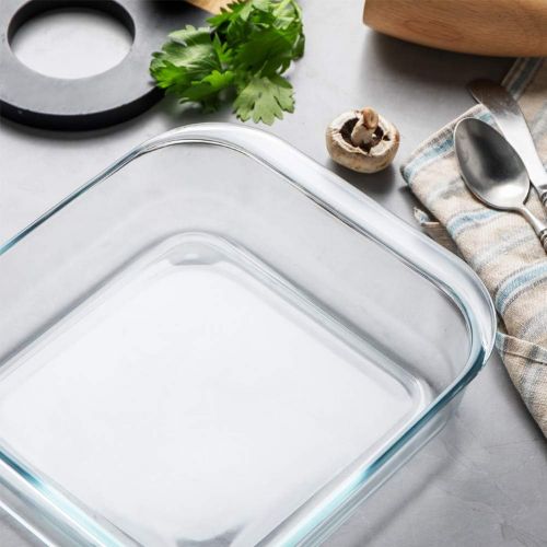  SWEEJAR Glass Bakeware, Rectangular Baking Dish Lasagna Pans for Cooking, Kitchen, Cake Dinner, Banquet and Daily Use, 9.4 x 9.4 x 2.4 Inches of Baking Pans
