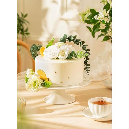  Sweese 10-Inch Porcelain Cake Stand, Round Dessert Stand, Cupcake Stand for Birthday Parties, Weddings, Baby Shower and Other Events, White