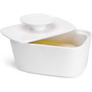 Sweese Large Butter Dish with Lid, Porcelain Butter Keeper Container - Perfect for East Coast, West Coast Butter and Kerrygold Butter, Butter Crock with Lid, Gift - White