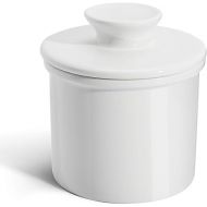 Sweese French Butter Dish - Butter Crock for Counter with Water Line for Fresh Spreadable Butter - French Butter Keeper with Lid - Housewarming Gift For The One Who Has It All - White