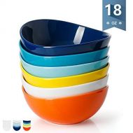 Sweese 1102 Porcelain Bowls - 18 Ounce for Cereal, Salad, Dessert - Set of 6, Hot Assorted Colors
