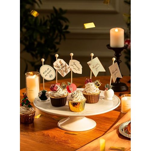  Sweese 12-Inch Porcelain Cake Stand, Round Dessert Stand, White Cupcake Stand for Parties