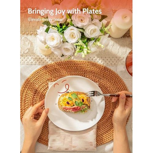  Sweese Porcelain 7.8 Inch Dessert Plates Set of 6 - White Salad Plates, Appetizer Plates, Small Plates - Dishwasher, Microwave, Oven Safe, Smooth Glaze, Scratch Resistant