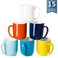 [아마존 핫딜]  [아마존핫딜]Sweese 604.002 Porcelain Mugs for Coffee, Tea, Cocoa, 15 Ounce, Set of 6, Hot Assorted