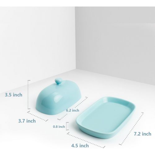  [아마존 핫딜]  [아마존핫딜]Sweese 306.102 Porcelain Cute Butter Dish with Lid, Perfect for East/West Butter, Turquoise