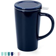 [아마존 핫딜] Sweese 202.103 Porcelain Tea Mug with Infuser and Lid, Ceramic Coffee Cocoa Cup Set for One, Taller and Large, 16 OZ, Navy