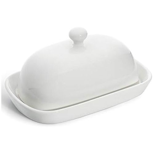  Sweese 306.101 Porcelain Cute Butter Dish with Lid, Perfect for East/West Butter, White