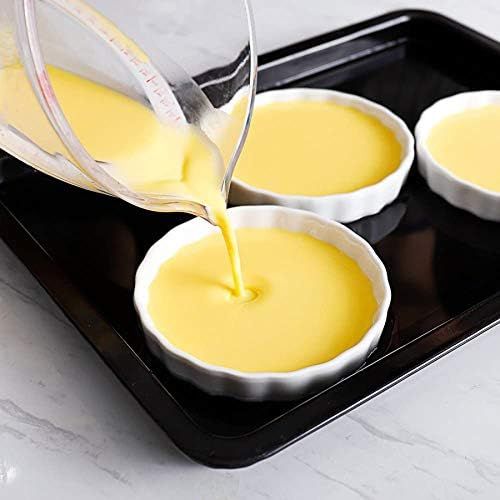  Sweese 505.001 Porcelain Ramekins Round Shape - 5 Ounce for Creme Brulee - Set of 6, 4.8 x 0.8 Inch, White