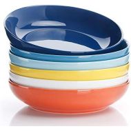 Sweese 112.002 Porcelain Salad Pasta Bowls - 22 Ounce - Set of 6, Hot Assorted Colors