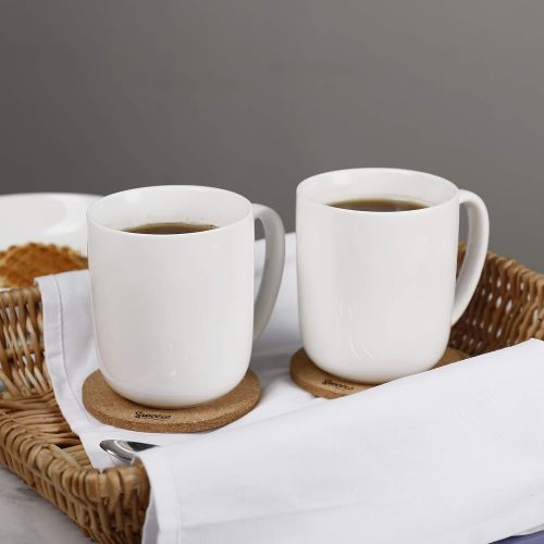  Sweese 604.001 Porcelain Mugs for Coffee, Tea, Cocoa, 15 Ounce, Set of 6, White