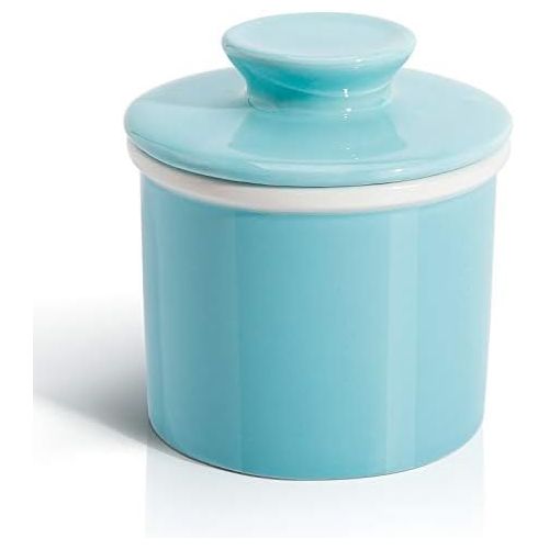  Sweese 305.102 Porcelain Butter Keeper Crock - French Butter Dish - No More Hard Butter - Perfect Spreadable Consistency, Turquoise