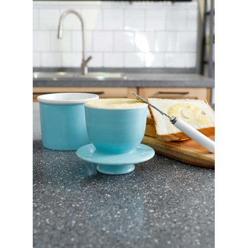  Sweese 305.102 Porcelain Butter Keeper Crock - French Butter Dish - No More Hard Butter - Perfect Spreadable Consistency, Turquoise