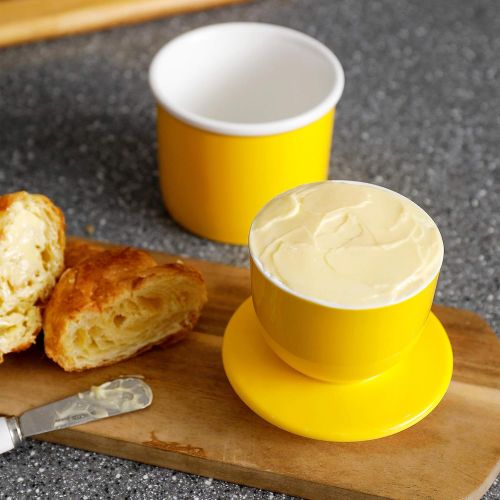  Sweese 305.105 Porcelain Butter Keeper Crock - French Butter Dish - No More Hard Butter - Perfect Spreadable Consistency, Yellow